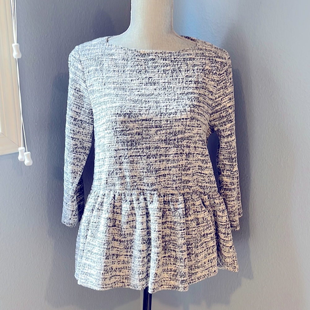 Black/white knit peplum top from Nordstrom